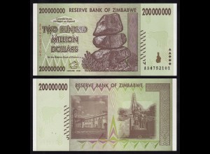 Simbabwe - Zimbabwe 200 Millionen Dollars 2008 Pick 81 UNC (17900