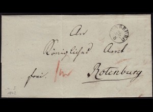 HANNOVER Vorphila 1842 Brief HARBURG K1 nach ROTHENBURG Inhalt (15915