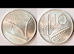 Italien - Italy - 10 Lira 1955 UNC (r503