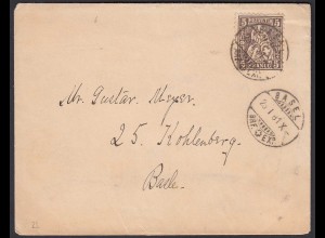 Schweiz 1881 Orts-Umschlag BASEL 5 R. Sitzende Helvetia (23690