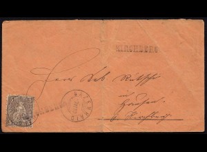 Schweiz 1880 Umschlag 5 R.Sitzende Helvetia BAZENHAID KIRCHBERG (23701