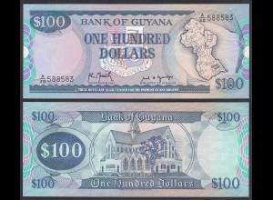 GUYANA 100 Dollars Banknote ND (1989) Pick 28 UNC (1) 23991