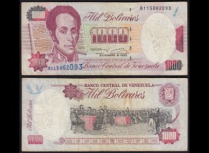 Venezuela 1000 Bolivares Banknote 1992 F (4) Pick 73c (24212