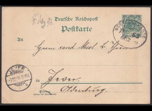Reichspost-Karte Ganzsache Bahnpost 1896 Weetze-Haste - Jever (20887