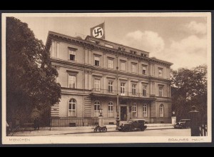 AK NS Propaganda Karte 3.Reich Braunes Haus München mit Fahne (8373