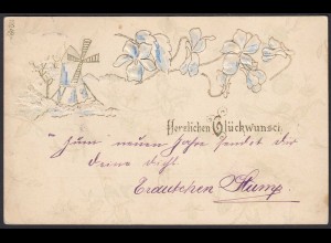 AK Glückwunsch Allgemein Prägedruck 1900 Ortskarte Aachen (20451