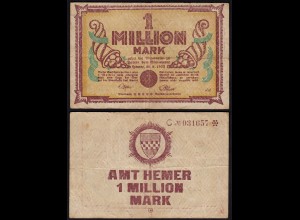 Westfalen - Hemer Amtskasse 1 Million Mark weinrot 1923 Notgeld Serie C Starnote