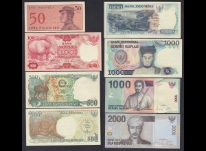 Indonesien - Indonesia 8 Stück schöne Banknoten UNC (1) (19761
