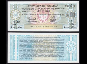 Argentinien - Argentina 10 Australs Banknote,1991, Pick S2713b UNC (1) (16112