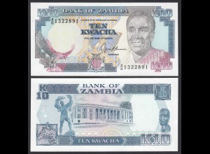 Sambia - Zambia 10 Kwacha Banknote Pick 31b 1989-91 UNC (1) (24753