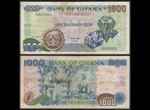 Ghana 1000 Cedis Banknote 1991 Pick 29a F- (4-) (25182