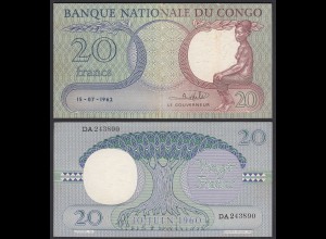 Kongo - Congo 20 Francs 15.07.1962 Pick 4a VF/XF (2/3) (25303