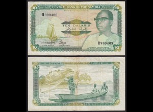 Gambia 10 Dalasi Banknote ND (1987-90) Pick 10b F/VF (3/4) sig 9 (25344