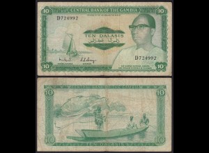 Gambia 10 Dalasi Banknote ND (1972-86) Pick 6b F (4) sig 6 (25345