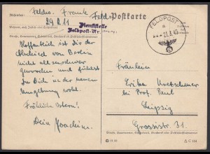 Feldpost Karte WW2 1940 Dieststelle 29211 nach Leipzig (26346