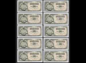 JUGOSLAWIEN - YUGOSLAVIA 10 Stück á 500 Dinara 1970 Pick 84b UNC (1) (89048