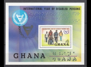 Ghana 1982 S/Sheet International Year of Disabled Persons Braille Health MNH **