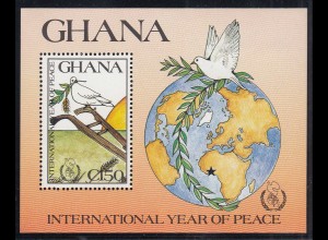 GHANA 1987 INTERNATIONAL YEAR OF PEACE S/Sheet MNH ** (26486