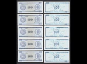 Kuba - Cuba 5 Stück á 100 Peso FEC 1985 Pick FX17 UNC (1) (89096