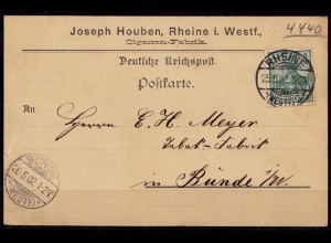 Rheine Westf. 2, Karte Firma Joseph Houben Cigarren nach Bünde (6934