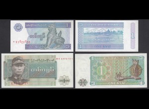 Burma - Myanmar 2 Stück Banknoten UNC (1) siehe Fotos (26890
