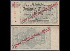 Baden Mannheim 2 Milliarden Mark 1923 Lit. W Überdruck Starnote (26991