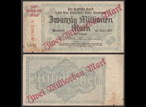 Baden Mannheim 2 Milliarden Mark 1923 Lit. Q Überdruck Starnote (26992