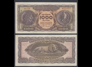 Griechenland - Greece Königreich 1000 Drachmai 1953 Pick 326b VF+ (3+) 27054
