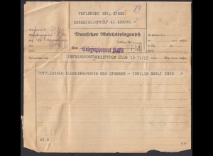 Deutscher Reichstelegraphenamt Kassel Telegramm 1927 Garmischpartenkirchen