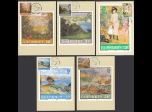 Guernsey 1983 Maximum Cards UPU GEMÄLDE RENOIR Mi. 269-273 (27155