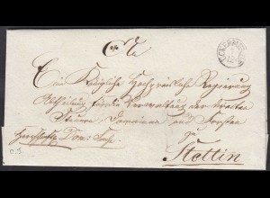 Preussen ca. 1830 UCKERMÜNDE K1 Umschlag nach Stettin (27170