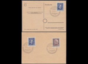 DDR 1952 Ludwig van Beethoven Mi. 300 (2) + 301 SST HALLE Saale Karte (27203