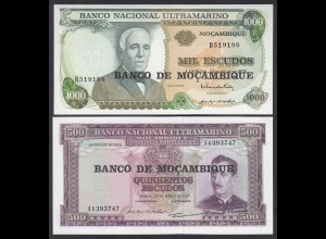 Mosambike - Mozambique 500 + 1000 Escudos 1967/72 Pick 118+119 UNC (1) (23573