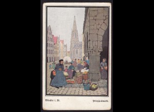 AK Münster Westfalen Kunstkarte Prinzipalmarkt signiert Sydow (16854