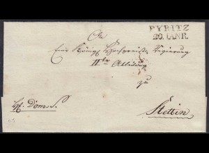 PYRITZ L2 ca. 1817 (Pyrzyce) Umschlag nach STETTIN (27346