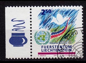 Liechtenstein Mi.1015 used Beitritt zur UNO - Accession to the UNO 1991 (c125