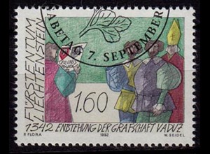 Liechtenstein Mi.1049 used 600 Jahre Vaduz Grafschaft 1992 (c130