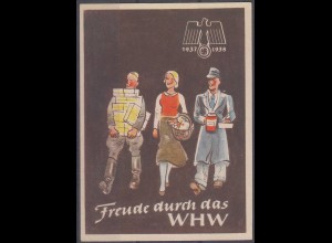 WHW Propaganda Tür Aufkleber Vignette 1937/38 Freude durch das WHW (27408
