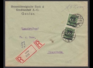 Infla R-Bank-Brief 1923 MEF Mi.288 Goslar nach Ringelheim (21676