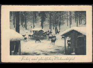 AK Jagd Wildfütterung Weihnachten 1931 von Werne Kreisbrückenstempel - Lette