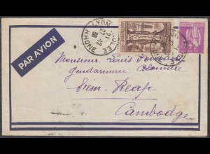 Frankreich - France Brief 1938 von LYON nach Siem Reap Cambodia (27854