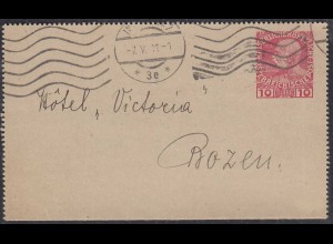 Österreich - Austria 1911 Ganzsache Kartenbrief von Innsbruck nach Bozen (27868