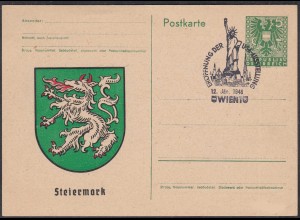 Österreich - Austria 1946 Ganzsache Steiermark m.SST USA-Ausstellung (27884