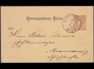 Österreich - Austria 1889 Ganzsache Karlsbad nach Braunschweig (27886