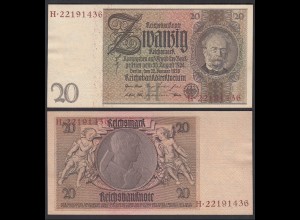 20 Reichsmark 1929 Ro 174a Pick 181 aUNC (1-) H/H - Serien Nummer braun/rot RAR