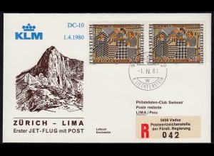 Liechtenstein KLM Erstflug 1980 DC-10 Zürich - Lima Peru (23288