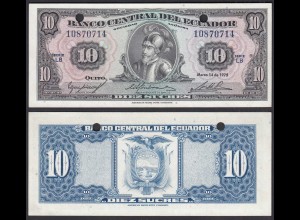 Ecuador 10 Sucres Banknote 1975 Pick 109 XF (2) (28266