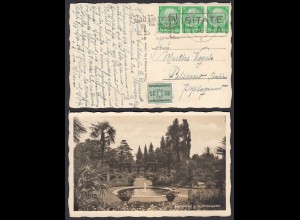 DR Karte 1939 Bad Pyrmont nach Palermo Italien nachtaxiert Nachgebühr (28722