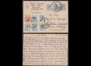 Alliierte Bes. SBZ Ganzsache Postkarte 10-fach Frankatur 1948 Bad Elster-Berlin
