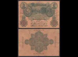 Reichsbanknote 50 Mark 1910 Ro 42 Pick 41 T/C F (4) (28897